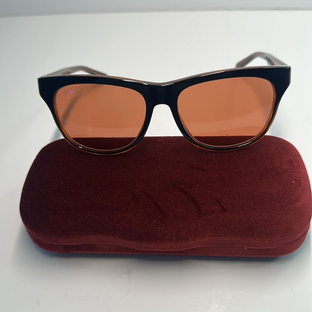 Gucci Sunglasses Men's GG0980S 002 Black/Orange Lenses - Picture 10 of 13